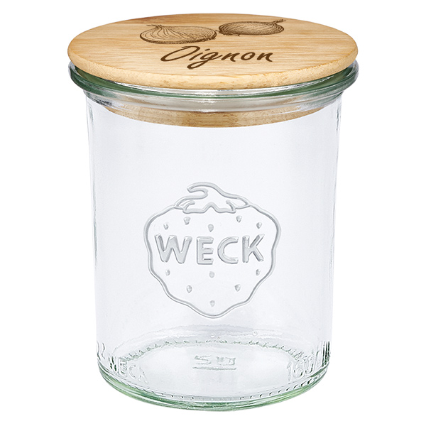 Drewniana pokrywka &#8222;Cebula&#8221; z szklanym s&#322;oikiem WECK 160 ml