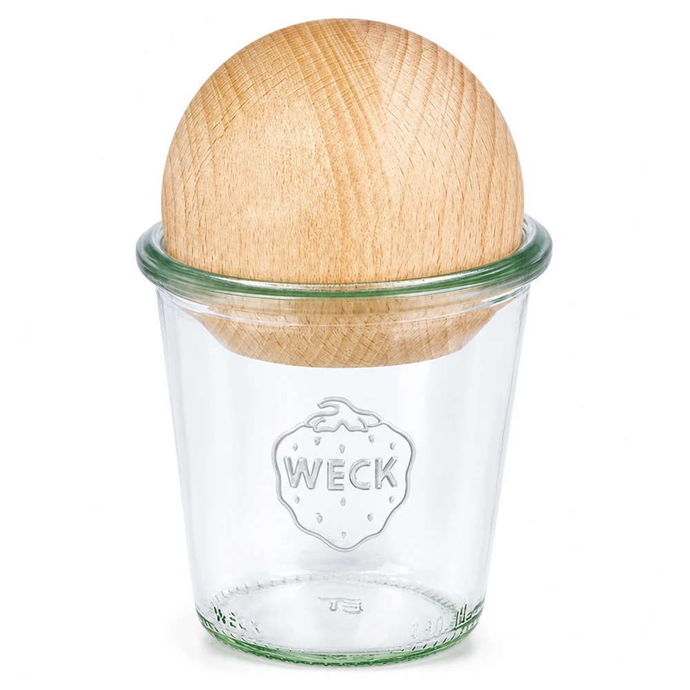 WECK słoik 290ml RR80 z bukową kulką drewniana pokrywka słoik do przetworów przezroczysty