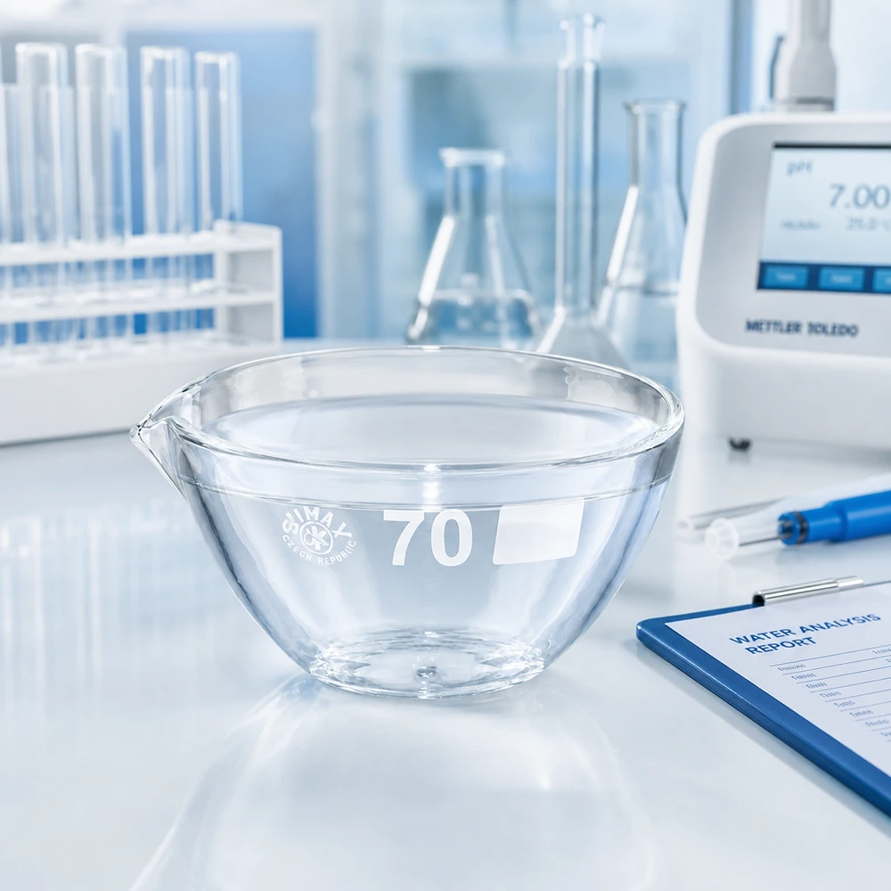 Precyzyjna szalka do odparowywania 60 ml ø70 mm z wylewką do analiz ilościowych i procesów odparowywania w laboratorium