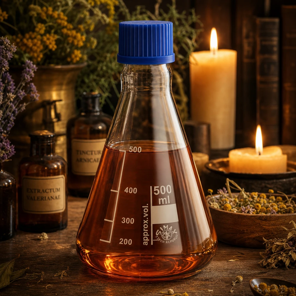 Precyzyjna kolba Erlenmeyera o pojemności 500 ml z podziałką mililitrową do dokładnych pomiarów w laboratorium