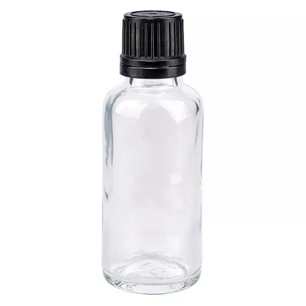 Butelka apteczna przezroczysta 30ml drip v. Pr. 1mm czarny OV