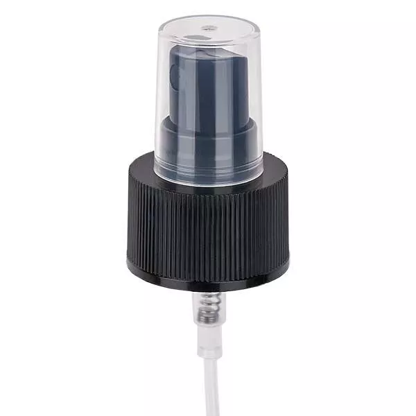 Atomizer z pompką, czarny, standardowy PP28 ApoGlas. Farmaceutyczna jakość. Gwint 28 mm. Np. do butelek na leki ApoGlas® Euro.