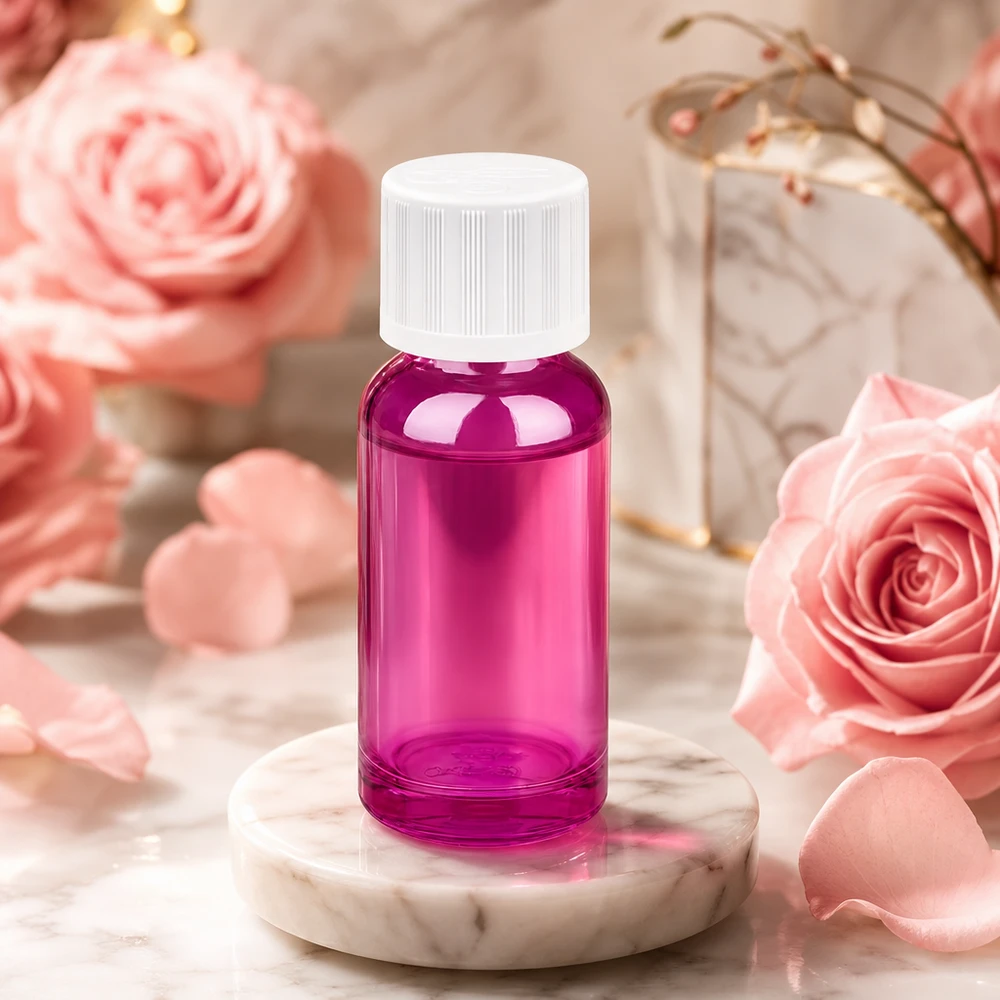 Butelka 20 ml z zakrętką 11 mm, biała, standardowa, zabezpieczona przed dziećmi PurpleLine UT18/20 Fioletowa butelka 20 ml z zabezpieczeniem przed dziećmi, idealna do aromaterapii i produktów kosmetycznych