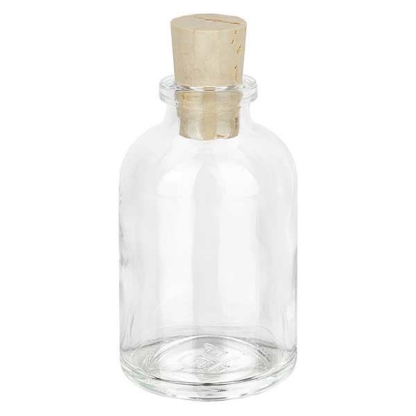 Przezroczysta szklana butelka 50 ml z korkiem 11/14 mm Przezroczysta szklana butelka 50 ml z korkiem 11/14 mm