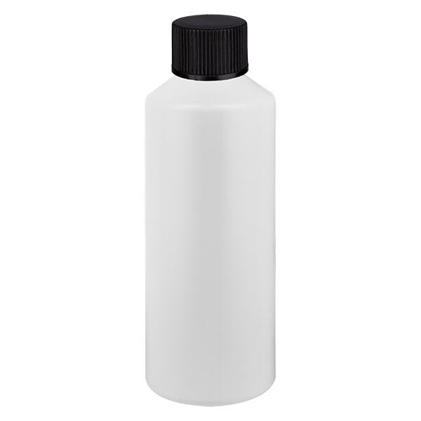 Butelka apteczna HDPE 100ml biała, z czarnym SV Butelka apteczna HDPE 100ml biała, z czarnym SV