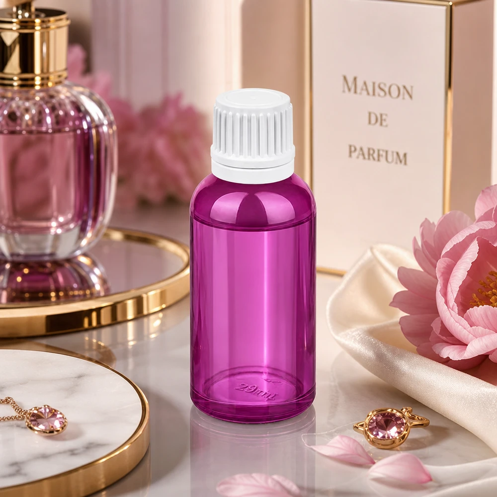 30 ml fioletowa butelka z precyzyjnym kroplomierzem 0,7 mm do kosmetyków i perfum