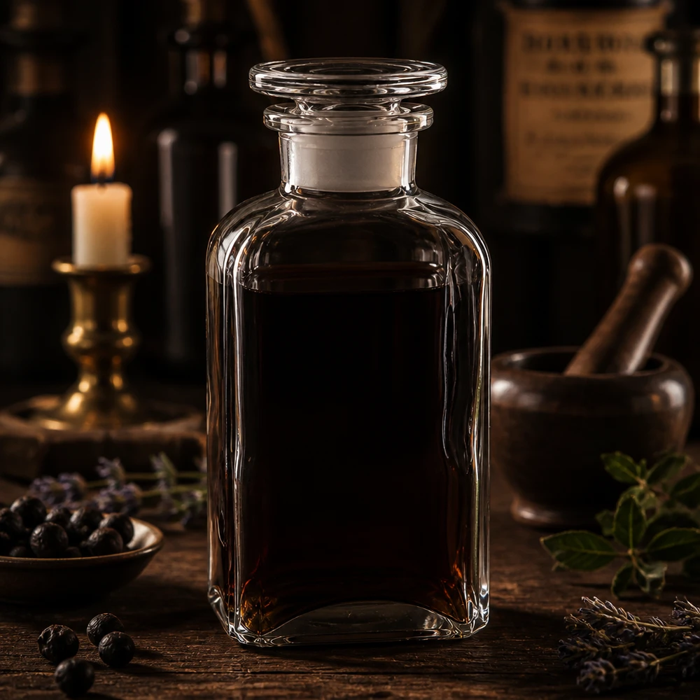 Kwadratowa butelka 250 ml z przezroczystym szklanym korkiem z szeroką szyjką Butelka aptekarska o pojemności 250 ml, kwadratowa, z przezroczystego szkła, z szklanym korkiem, otoczona ziołami i świecą