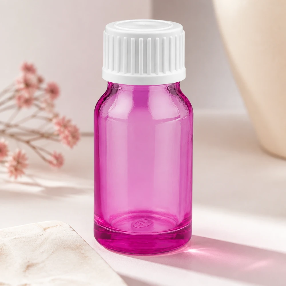 Butelka z zakraplaczem 10 ml 0,9 mm biały standard PurpleLine. UT18/10 Kompaktowa butelka z zakraplaczem o pojemności 10 ml w eleganckim fioletowym kolorze z białą zakrętką do substancji płynnych