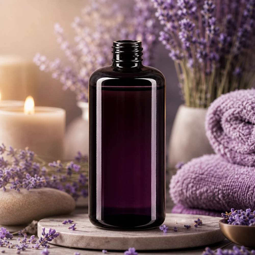 Wszechstronna szklana butelka kosmetyczna Draco o pojemności 200 ml z fioletowego szkła Miron do serum, olejków i zastosowań wellness