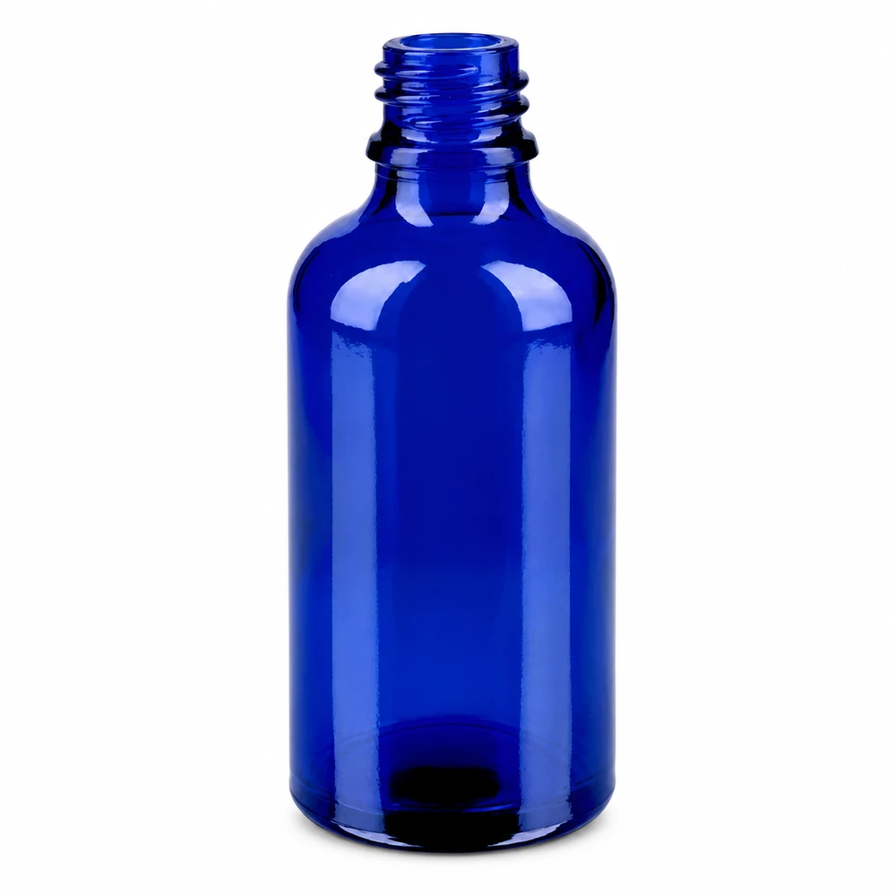 100 ml butelka ze spryskiwaczem biała/przezroczysta STD BlueLine UT18/100 100 ml przezroczysta szklana butelka z niebieskim rozpylaczem do olejków eterycznych i kosmetyków