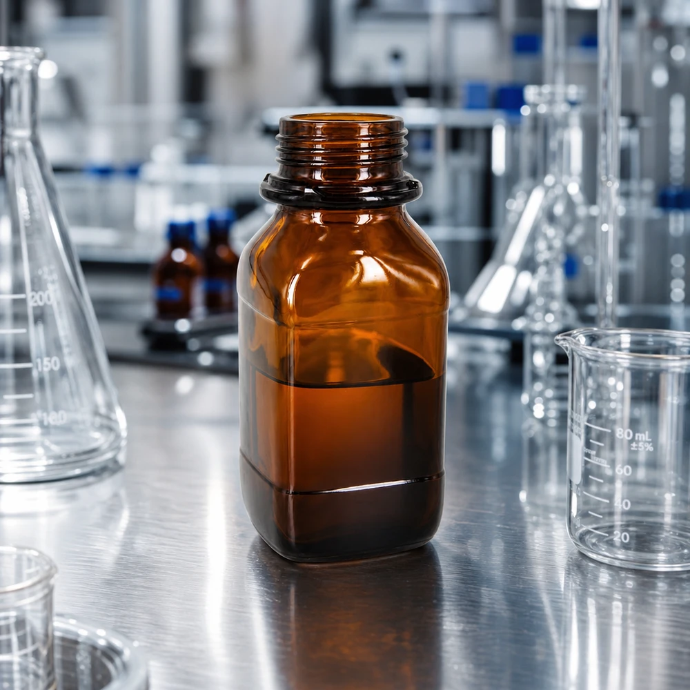 Butelka na chemikalia o pojemności 250 ml Butelka na chemikalia 250 ml wykonana z bursztynowego szkła chroniącego przed promieniowaniem UV do profesjonalnych zastosowań laboratoryjnych