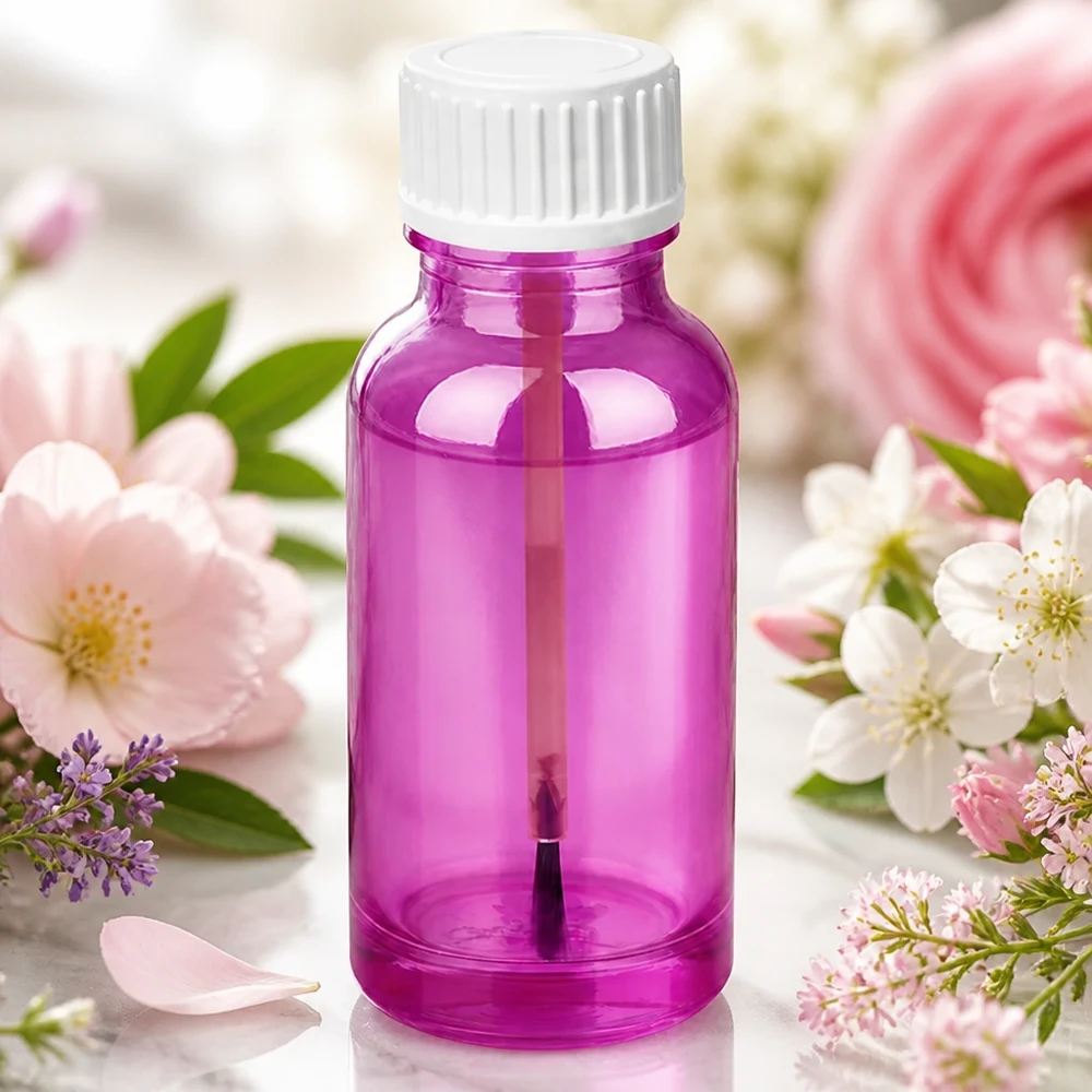 Butelka z pędzelkiem 20 ml PurpleLine UT18/20 biały standardowy Kompaktowa butelka na szczoteczkę o pojemności 20 ml z białą zakrętką zapewnia łatwą obsługę i bezpieczny transport