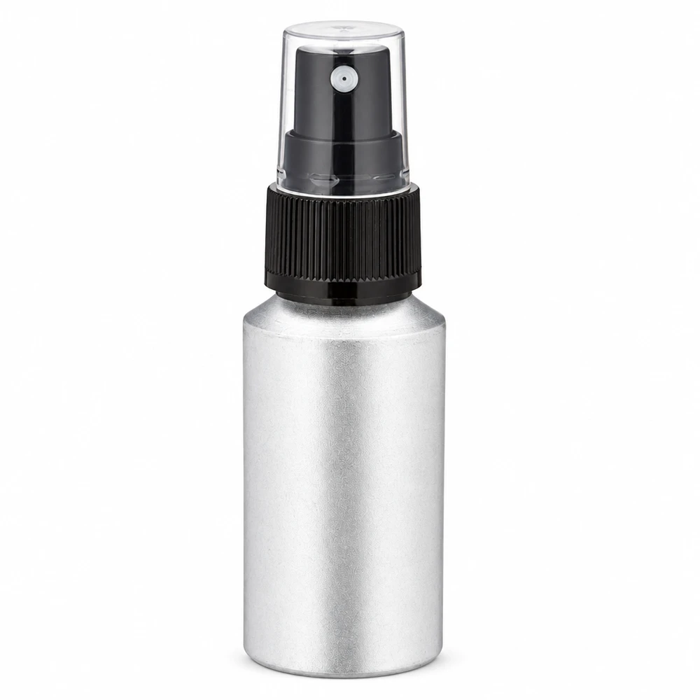 30 ml aluminiowa butelka z rozpylaczem w kolorze srebrnym do kosmetyków i perfum
