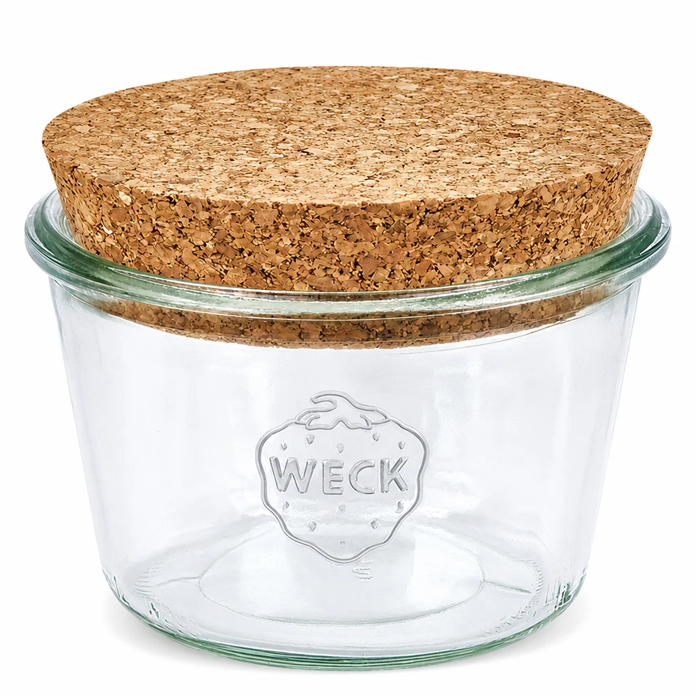 Tumbler 370ml WECK RR100 z korkiem naturalny WECK szklanki 370ml RR100 z naturalnym korkiem Przezroczysty słoik do przechowywania przetworów