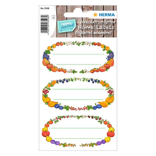 Naklejki kuchenne &quot;Wie&#324;ce owocowe&quot; (12 naklejek) | 4 arkusze = 12 naklejek papierowych.