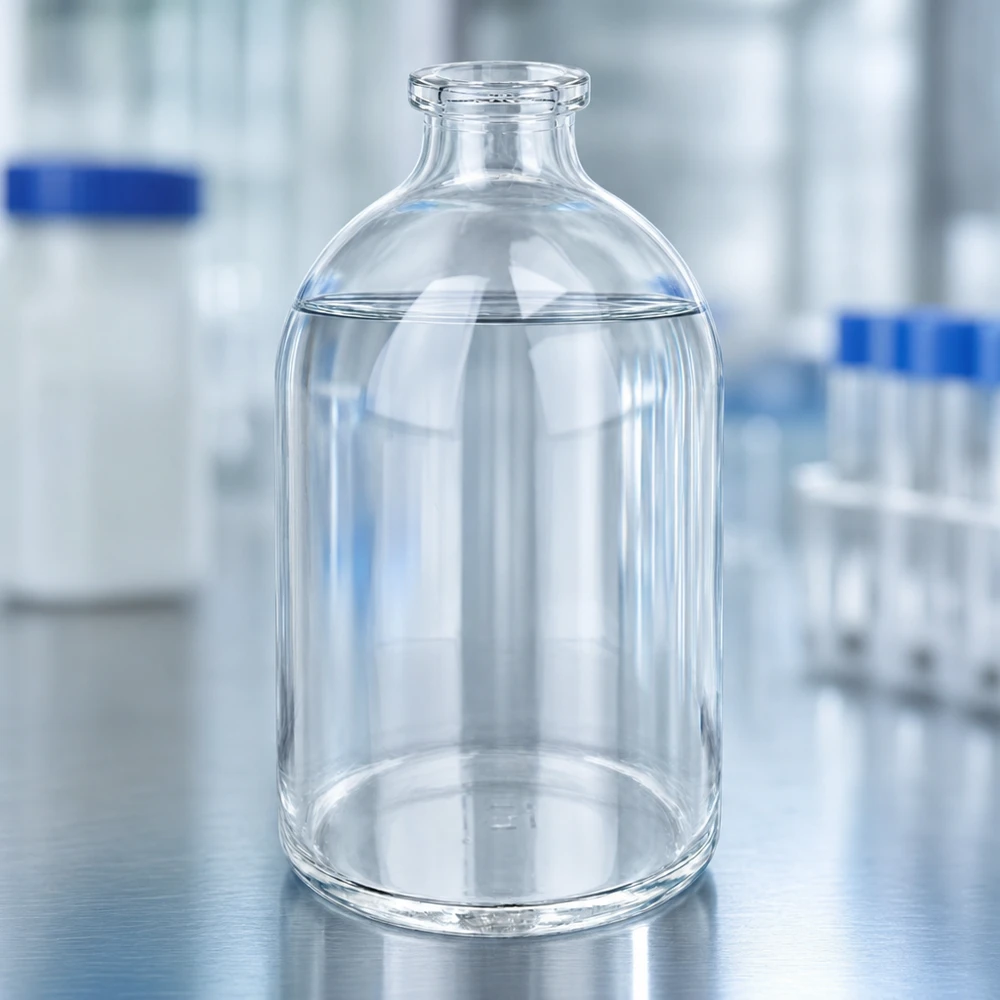 Butelka iniekcyjna z przezroczystego szkła 100 ml Zylindrische Pharmaflasche 100ml aus hochwertigem Klarglas mit konisch zulaufendem Flaschenhals