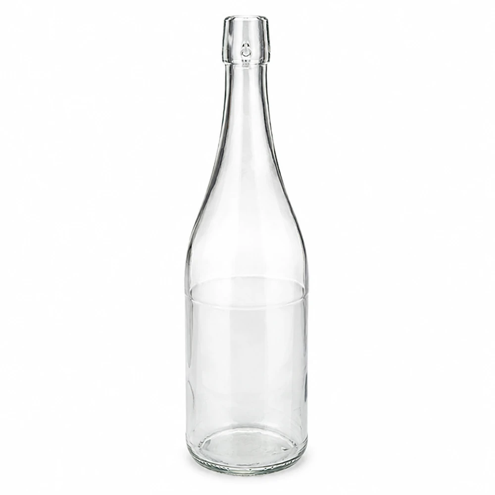 Szklana butelka 750ml przezroczysta bez uchylnej góry UNiTWIST pusta na białym tle Zdjęcie produktu 1