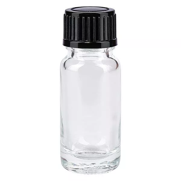 Butelka apteczna przezroczysta 10ml zakrętka czarna szt. Butelka apteczna przezroczysta 10ml zakrętka czarna szt.