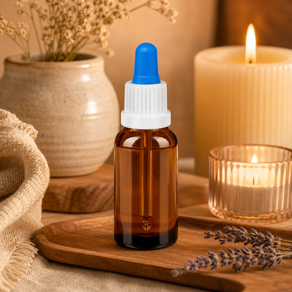 Mała butelka z pipetą BrownLine o pojemności 20 ml, idealna w podróży i na wynos