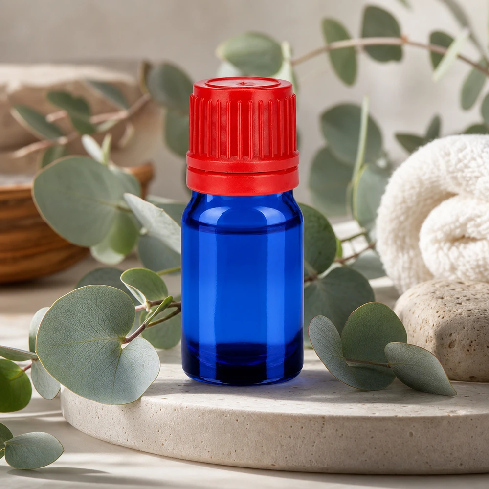 Butelka 5 ml 11 mm SV czerwona OV BlueLine UT18/5 Kompaktowa butelka BlueLine UT18/5 o pojemności 5 ml z czerwoną zakrętką zabezpieczającą przed dziećmi, wykonana z wytrzymałego szkła.