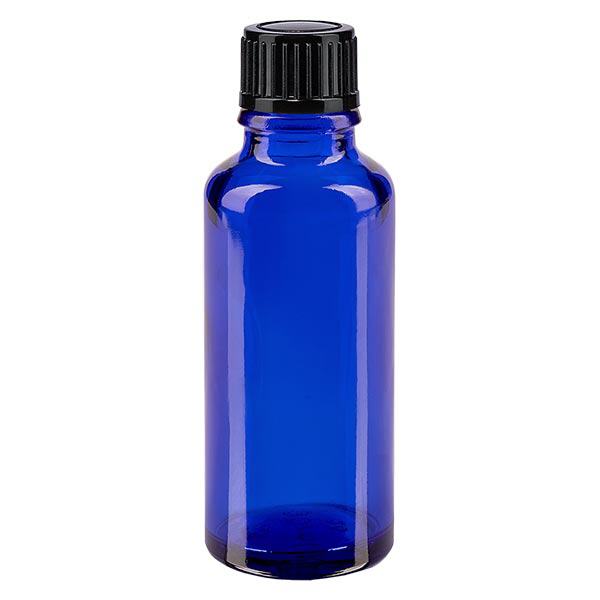 Butelka apteczna niebieska 30ml zakrętka czarna szt. Butelka apteczna niebieska 30ml zakrętka czarna szt.