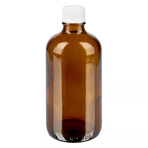 Butelka apteczna brązowa 100ml zakrętka białe kuleczki St