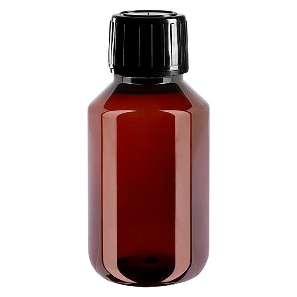 Butelka PET 100 ml z czarną nakrętką OV Butelka PET 100 ml z czarną nakrętką OV