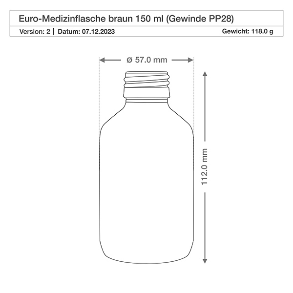 Butelka na lek 150 ml br&#261;zowa, z pompk&#261; rozpylaj&#261;c&#261; bia&#322;&#261; ApoGlas. Farmaceutyczna jako&#347;&#263; produkcji UE. Gwint 28 mm (PP28). (syrop, butelka z lekkiego szk&#322;a)