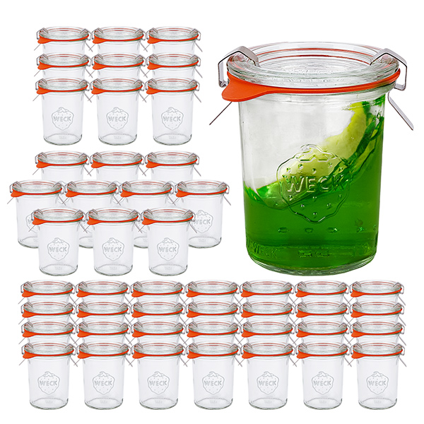 Zestaw 48 szklanych kubków Weck 160 ml z 48 szklanymi pokrywkami
