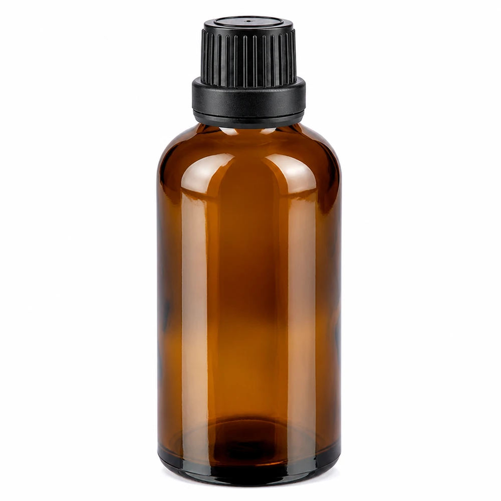 Butelka apteczna brązowa 50ml zakrętka czarna szczelna OV 50 ml brązowa butelka apteczna z czarną zakrętką, wykonana z wysokiej jakości brązowego szkła
