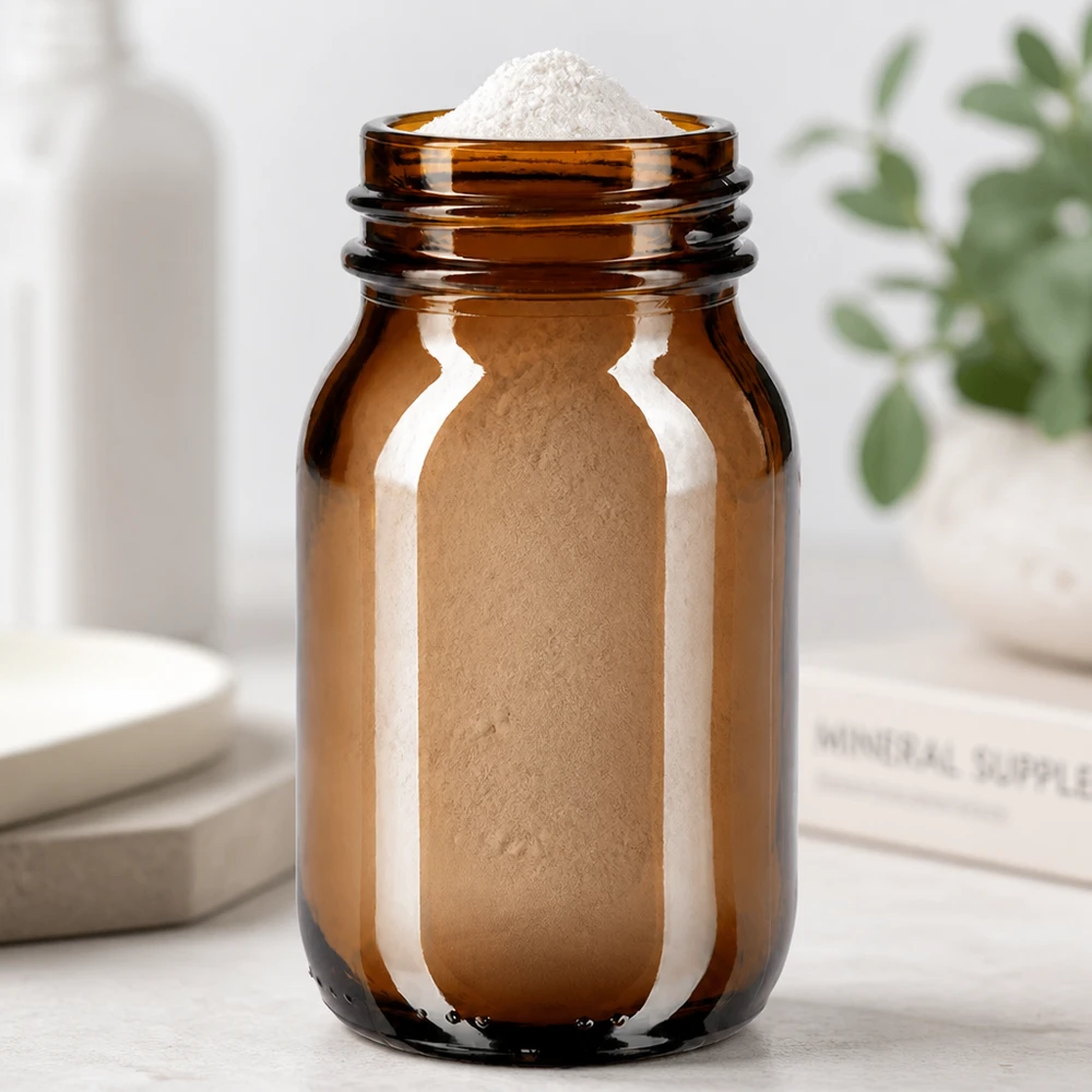 Butelka z szeroką szyjką o pojemności 100 ml z bursztynowego szkła Mała butelka z bursztynowego szkła o pojemności 100 ml z szeroką szyjką do proszków i granulatów