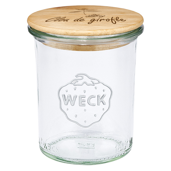 Drewniana pokrywka „Oeillets” z szklanym wkładem WECK 160 ml Drewniana pokrywka „Oeillets” z szklanym wkładem WECK 160 ml