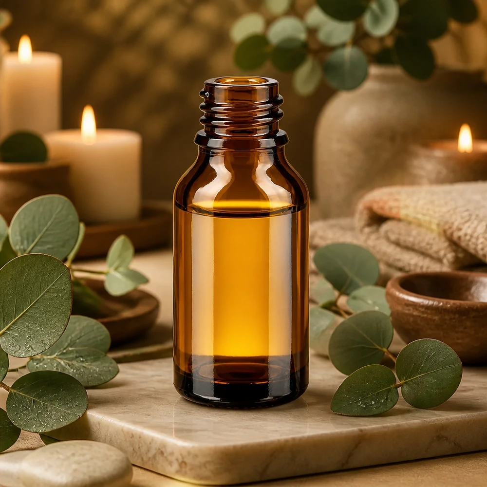 30ml brązowa szklana butelka apteka wysoki kształt z żółtym olejkiem aromaterapeutycznym świece eukaliptusowe dekoracja