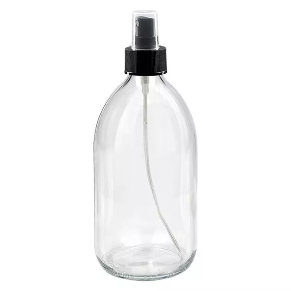 Butelka na lek 500 ml, brązowa, z pompką rozpylającą, czarna ApoGlas. Farmaceutyczna jakość produkcji UE. Gwint 28 mm (PP28). (syrop, butelka z lekkiego szkła) Butelka na lek 500 ml, brązowa, z pompką rozpylającą, czarna ApoGlas. Farmaceutyczna jakość produkcji UE. Gwint 28 mm (PP28). (syrop, butelka z lekkiego szkła)