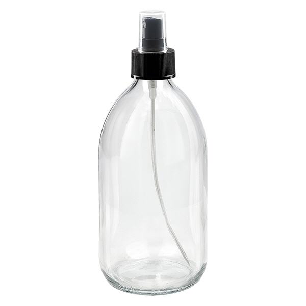 Butelka na lek 500 ml, brązowa, z pompką rozpylającą, czarna ApoGlas. Farmaceutyczna jakość produkcji UE. Gwint 28 mm (PP28). (syrop, butelka z lekkiego szkła) Butelka na lek 500 ml, brązowa, z pompką rozpylającą, czarna ApoGlas. Farmaceutyczna jakość produkcji UE. Gwint 28 mm (PP28). (syrop, butelka z lekkiego szkła)