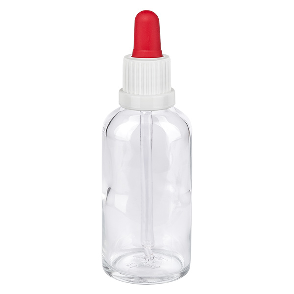 Butelka z pipetą 50 ml biała/czerwona OV ClearL. UT18/50 Butelka z pipetą 50 ml biała/czerwona OV ClearL. UT18/50