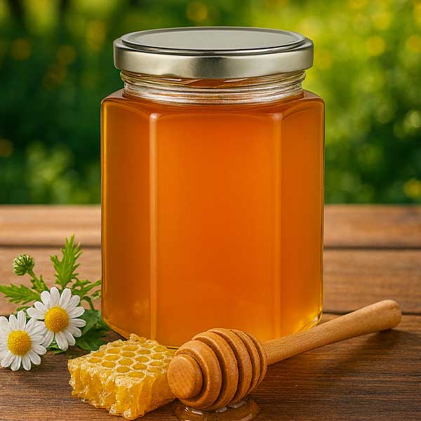 Słoik sześciokątny 196 ml z pokrywką BasicSeal srebrna UN..