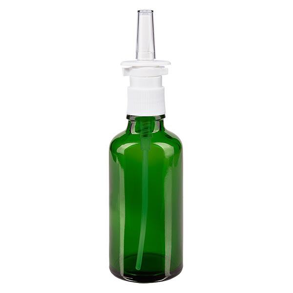 Butelka apteczna zielona 50ml atomizer do nosa biały St Butelka apteczna zielona 50ml atomizer do nosa biały St