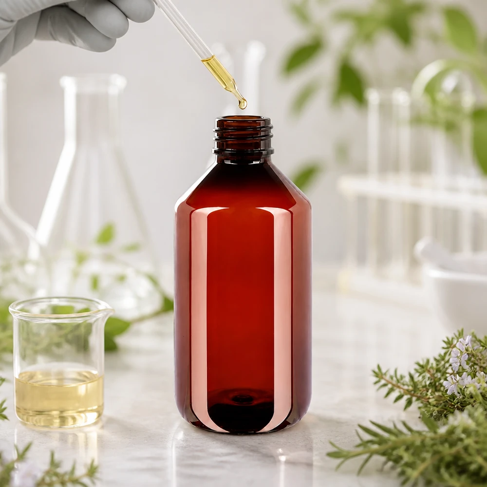 PET Flasche bernsteinfarben 500ml mit Spritzverschluss für Öle und Tinkturen