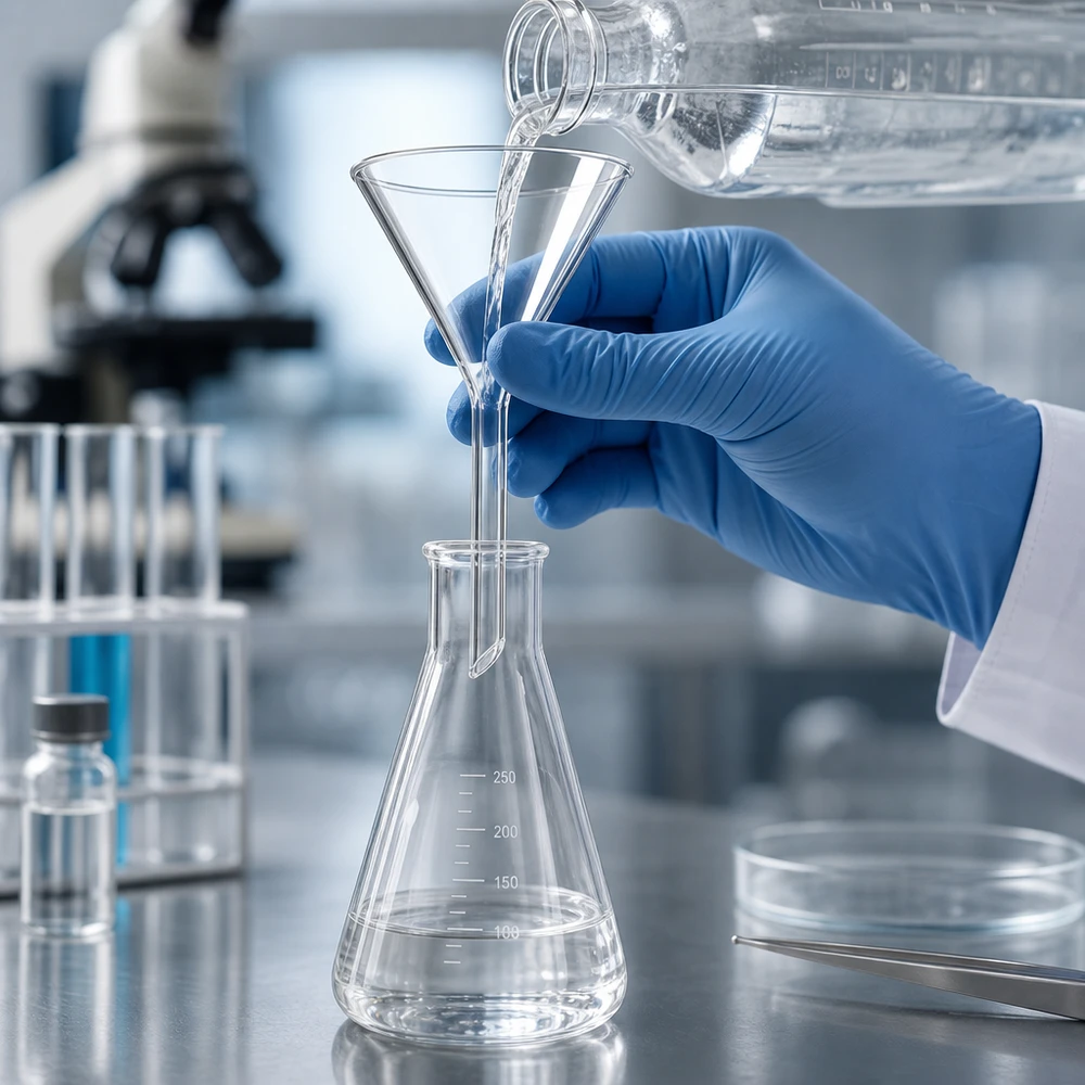 Lejek Ø 55 mm do wapna sodowanego, kąt 60°, krótki Profesjonalny lejek laboratoryjny 55 mm o zoptymalizowanym kształcie do kontrolowanego dozowania w laboratorium