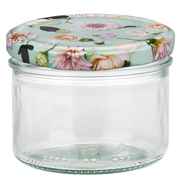 S&#322;oik cylindryczny 230 ml + pokrywka BasicSeal w kszta&#322;cie kwiatka, mi&#281;towa