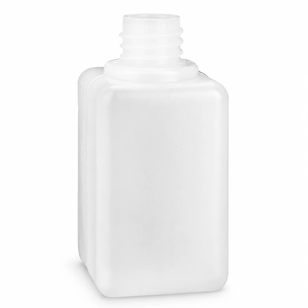 Butelka na chemikalia 50ml, wąska szyjka wykonana z PE-HD, kolor naturalny, GL 18 Butelka na chemikalia o pojemności 50 ml, wykonana z PE-HD, z wąską szyjką GL 18, w kolorze białym, przeznaczona do bezpiecznego przechowywania chemikaliów