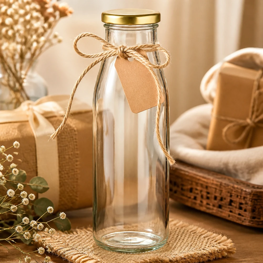 Szklana butelka 500 ml + pokrywka BasicSeal w kolorze złotym UNiTWIST. Całkowicie szczelna z dużą pokrywką TO48. Do mleka, soków i lemoniady. Szklana butelka 500 ml + pokrywka BasicSeal w kolorze złotym UNiTWIST. Całkowicie szczelna z dużą pokrywką TO48. Do mleka, soków i lemoniady.