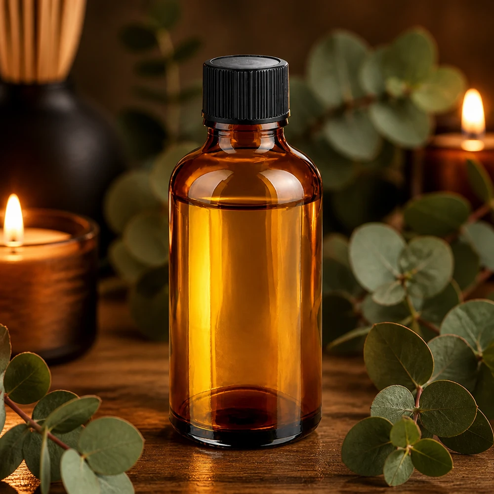 Butelka aptekarska 50 ml brązowa z czarną zakrętką do aromaterapii i kosmetyków