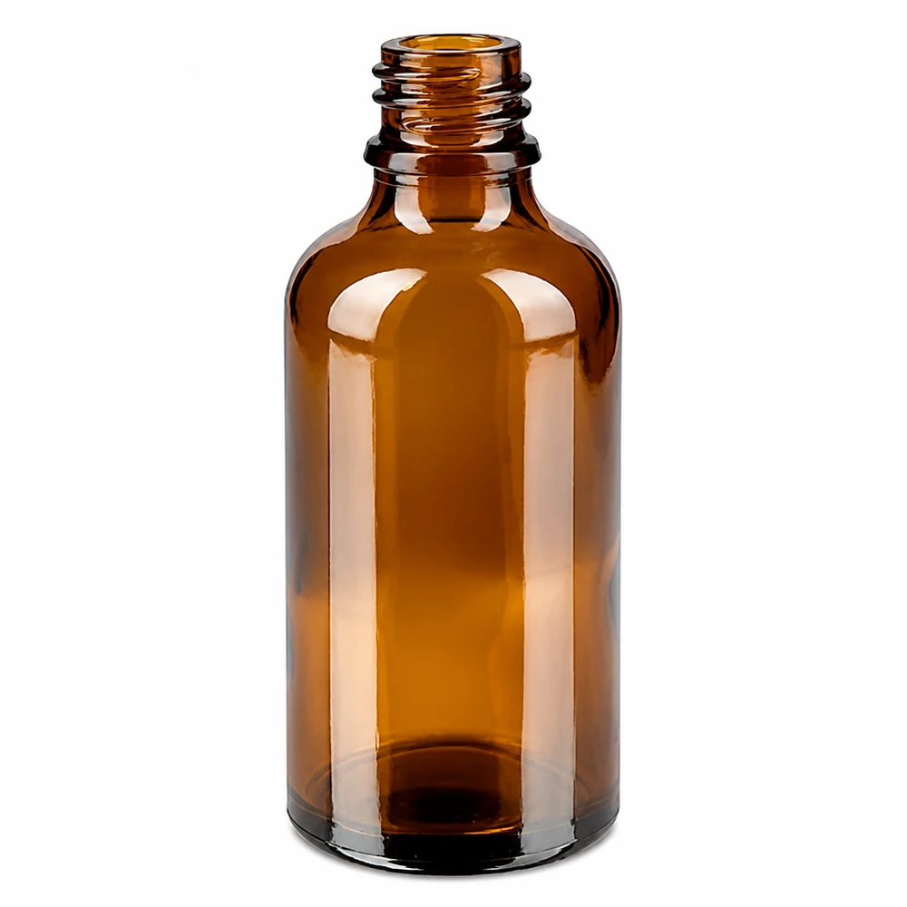 Butelka 50 ml 11 mm SV biała STD KiSi BrownLine UT18/50 50 ml szklana butelka w kolorze bursztynowym z gwintem do olejków eterycznych i nalewek