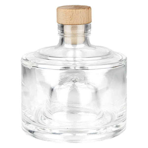 Szklana butelka 200 ml Barbara z drewnianym korkiem z uchwytem UNiTWIST®