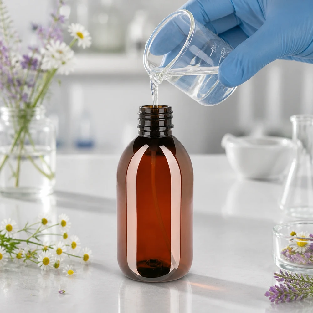 Butelka PET 250ml z atomizerem czarna UV-schützende 250ml PET Flasche mit schwarzem Sprühaufsatz für Flüssigkeiten