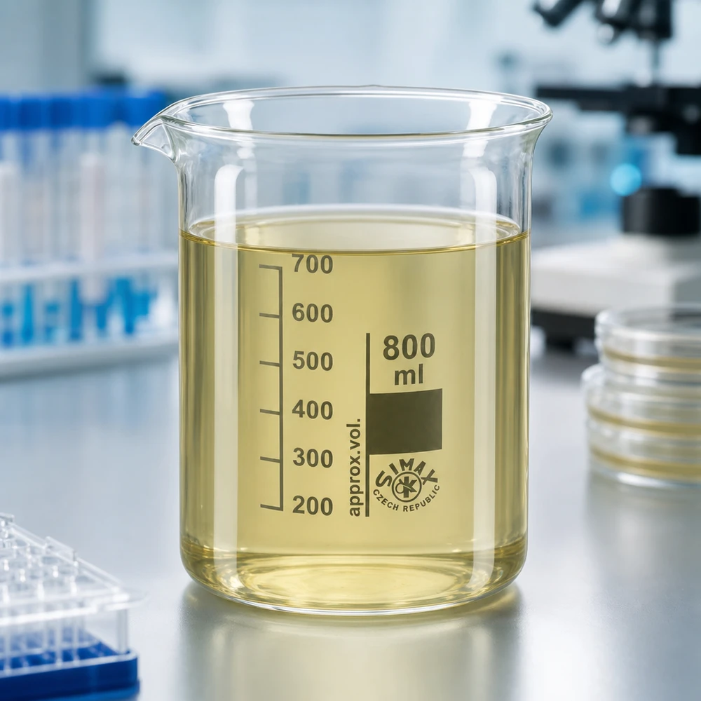 Zlewka 800 ml ze szkła borokrzemowego, niski kształt Profesjonalna zlewka laboratoryjna 800 ml wykonana z odpornego chemicznie szkła borokrzemowego do zastosowań naukowych