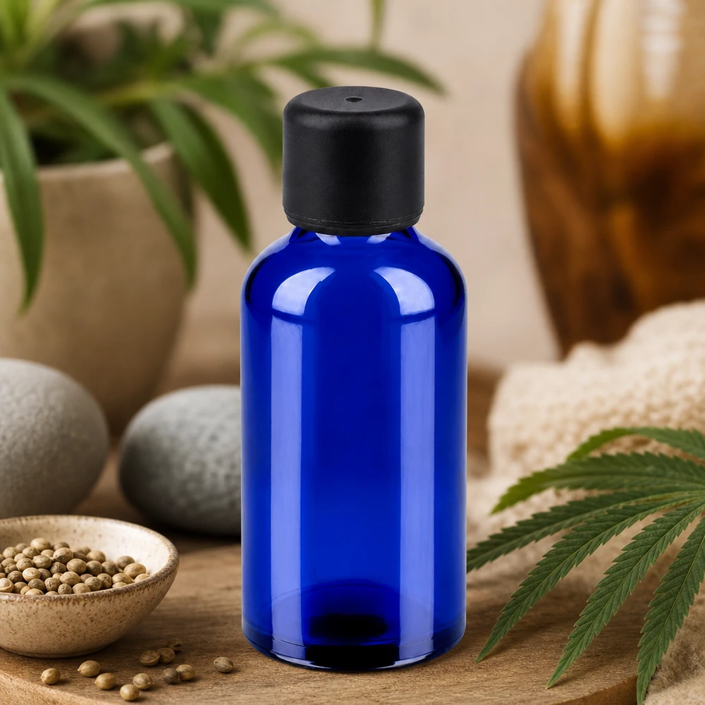 50 ml butelka 6 mm SV czarna STD BlueLine UT18/50 50 ml szklana butelka BlueLine z gwintem STD i czarną nakrętką do zastosowań profesjonalnych