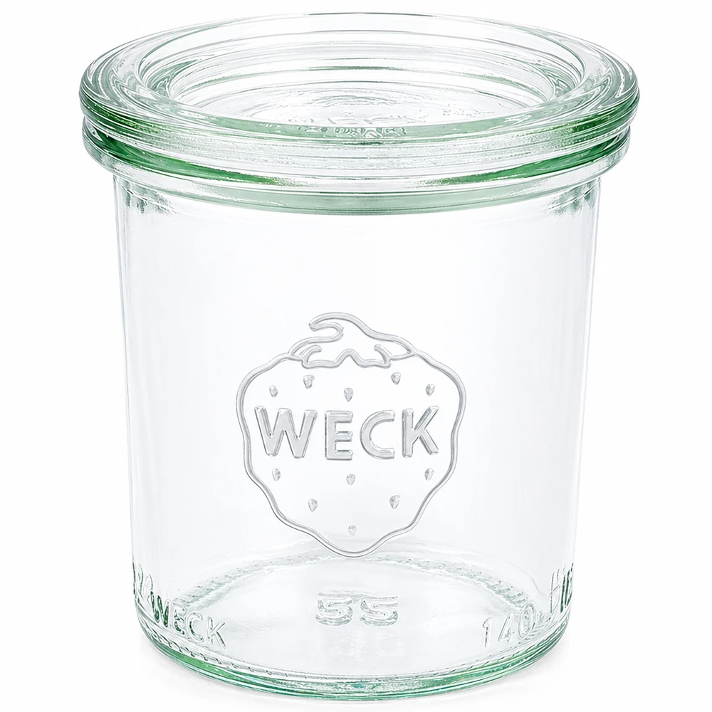 Słoik WECK 140 ml z pokrywką szklaną RR60 | Najwyższa jakość Przezroczysty słoik do przetworów WECK 140ml RR60 ze szklaną pokrywką do konserwowania i przechowywania